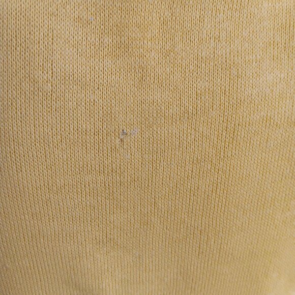 Medium Vintage Creslan Sweatshirt Yellow Pullover Top Ringer Striped Collar 70s - Picture 7 of 9